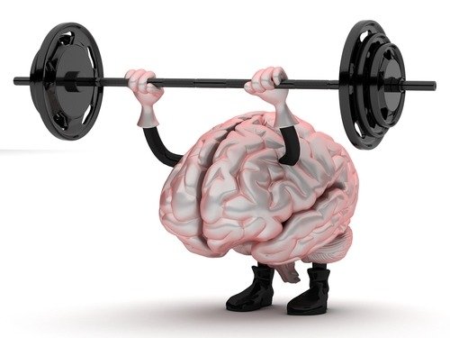 Cerebro levantando una barra con pesas.